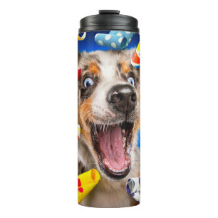 Garrafa Térmica Assopradores de Festa de Cachorro Feliz