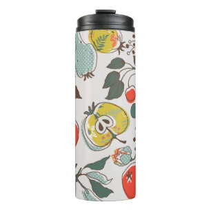 Garrafa Térmica assorted fruits. seamless pattern