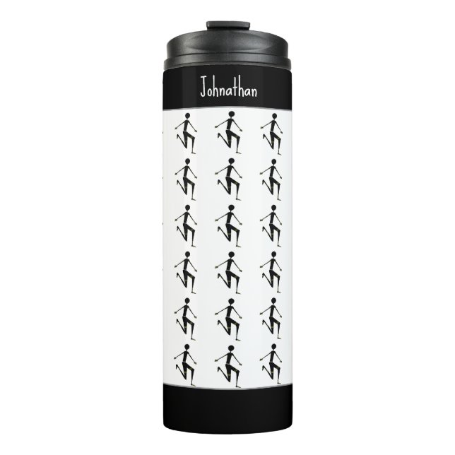 Garrafa Térmica Atleta Silhouette, Arte Africana do Quênia, Branca (Frente)