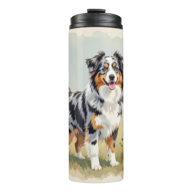 Garrafa Térmica Australian Shepherd Dog Merle Long Tail (Frente)