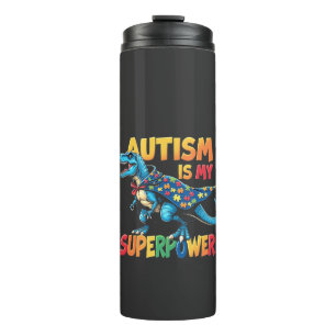 Garrafa Térmica Autismo É Meu Superpoder Dinossauro Autismo Consci
