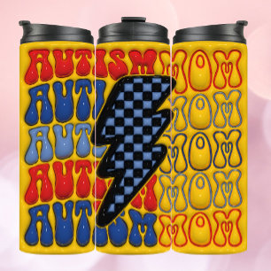 Garrafa Térmica Autismo Inflado 3D Colorido Mãe Tumbler!