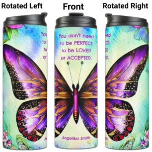Garrafa Térmica Autoamor da borboleta de aquarela com nome persona
