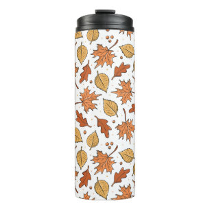 Garrafa Térmica Autumn Leaves and Acorns Pattern