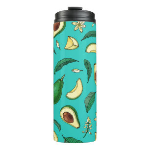 Garrafa Térmica Avocado Realista: Padrão de Comida de Verão
