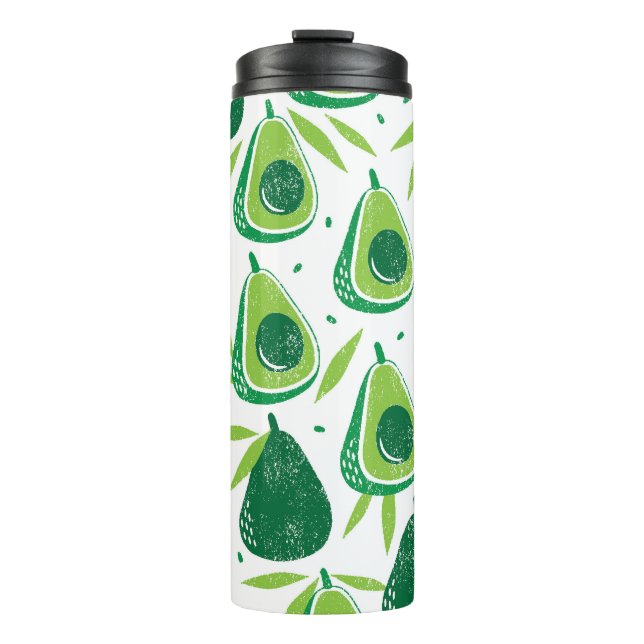 Garrafa Térmica Avocado, selo texturizado, padrão perfeito. (Frente)