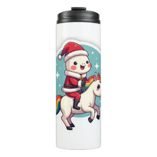Garrafa Térmica Axolote Unicórnio Kawaii Natal Papai Noel Feliz Na