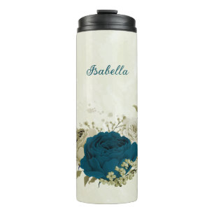 Garrafa Térmica azul bege floral casamento 