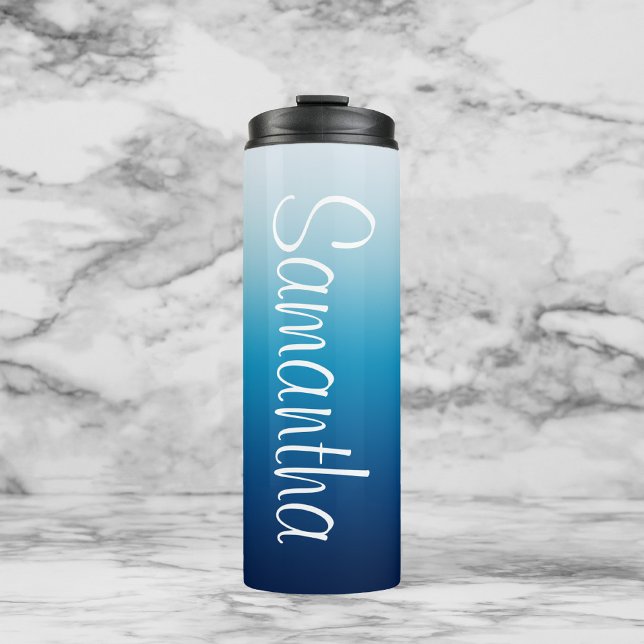 Garrafa Térmica Azul Céu e Mar Ombre Personalizado (Criador carregado)