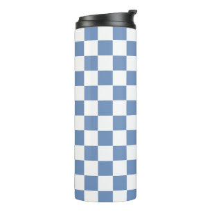 Garrafa Térmica Azul/Cinza e branco verificados