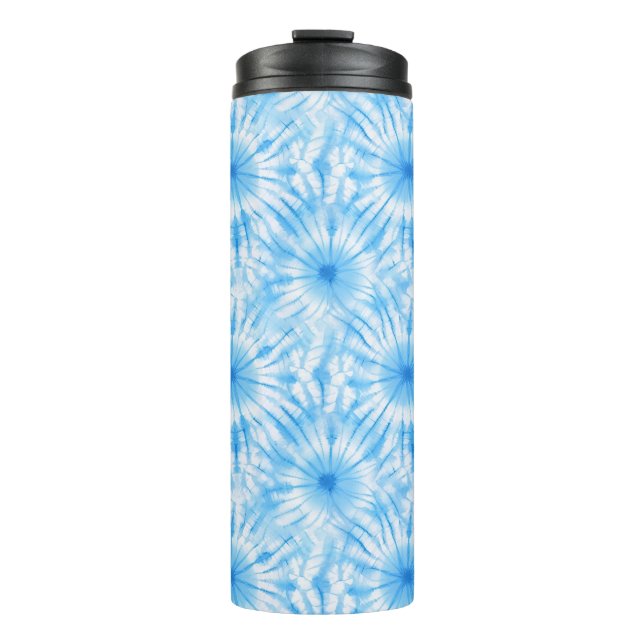 Garrafa Térmica Azul Claro Tie Dye Branco (Frente)