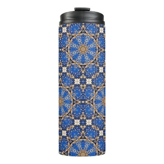 Garrafa Térmica Azul Dourado Decorativo (Frente)