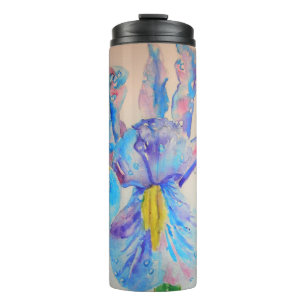 Garrafa Térmica Azul Iris Art Design de Aquarela