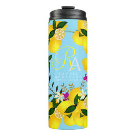 Garrafa Térmica Azul-limão-monograma