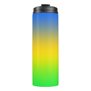 Garrafa Térmica Azul neon, amarelo, gradiente verde, ombre.