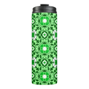 Garrafa Térmica Azulejo Floral marroquino, Emerald e Verde limão