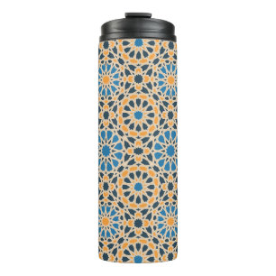 Garrafa Térmica Azulejo Geométrico Marroquino & Padrão Laranja