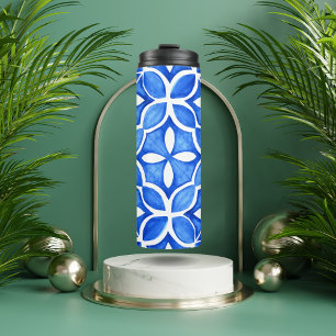 Garrafa Térmica Azulejo Italiano da Cor do Mar Azul