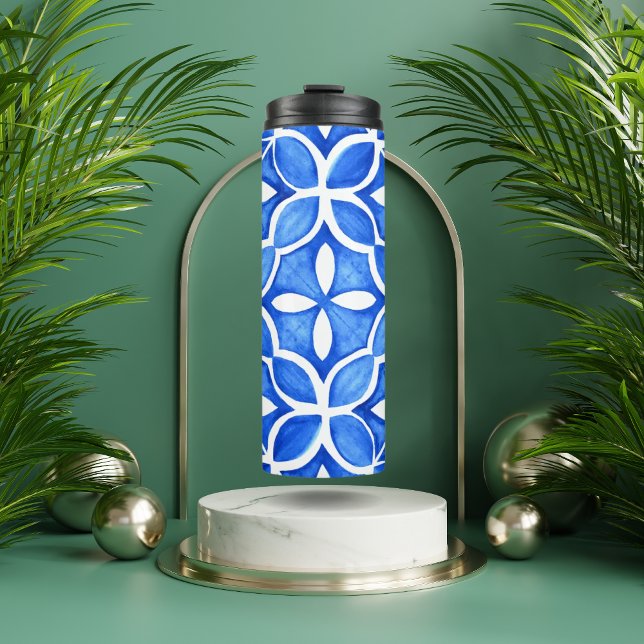 Garrafa Térmica Azulejo Italiano da Cor do Mar Azul (Criador carregado)