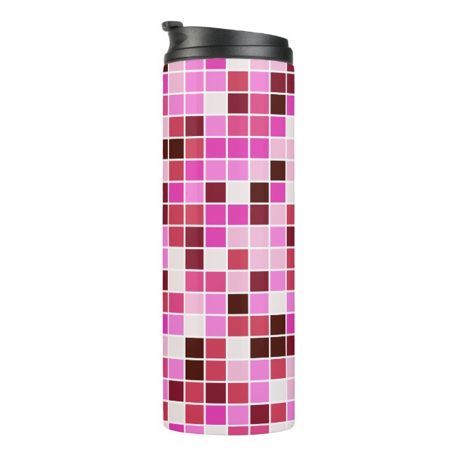 Garrafa Térmica Azulejos de piscina, Azulejos de mosaico cor-de-ro (Rotação à direita)