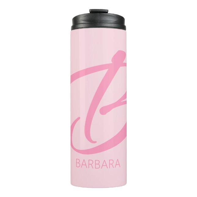 Garrafa Térmica B Monograma - Rosa Personalizado (Frente)