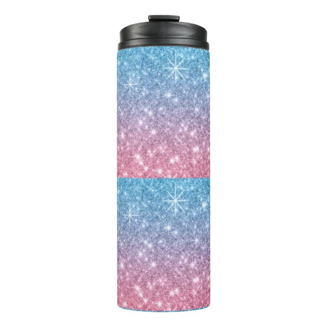 GARRAFA TÉRMICA  BABY BLUE AND PINK GLITTER TUMBLER (Frente)