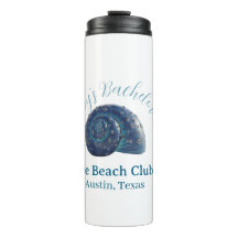 Bachelorette party beach club blue sea shell name