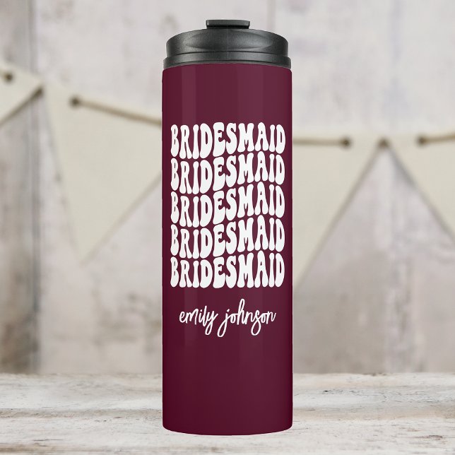 Garrafa Térmica Bachelorreia Personalizada de Bridesmaid Burgundy  (Criador carregado)