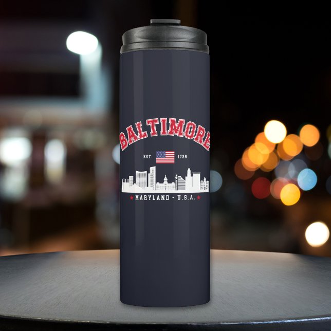 Garrafa Térmica Baltimore Maryland Chic Cityscape Design (Criador carregado)