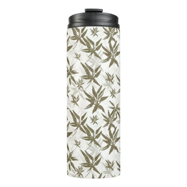 Garrafa Térmica Bambu em White Sheers - padrão de superfície unifo (Frente)