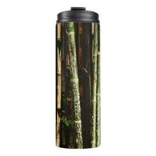 Garrafa Térmica Bambu Verde Com Gravações Tailandesas