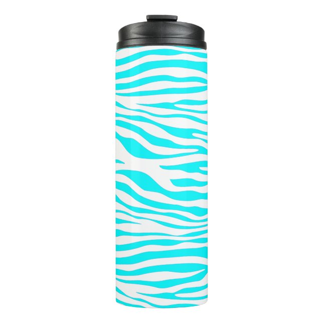 Garrafa Térmica Bandas de Zebra Azul e Branca (Frente)