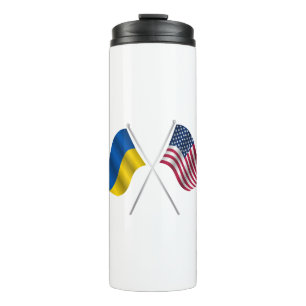 Garrafa Térmica Bandeira americana e bandeira ucraniana
