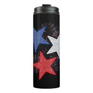 Garrafa Térmica Bandeira Americana Estrelas Fogos de Artifício 4 d