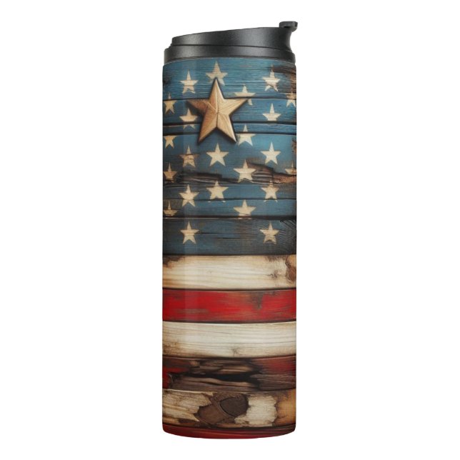 Garrafa Térmica Bandeira Americana Rústica (Giro à esquerda)