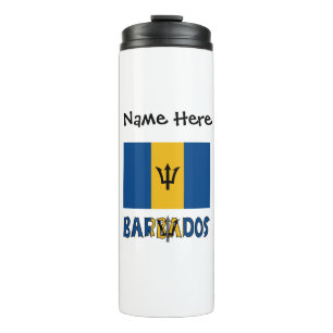 Garrafa Térmica Bandeira Barbárica de Barbados Nome Personalizado