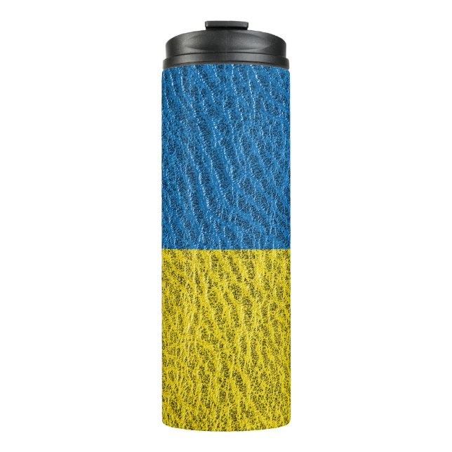 Garrafa Térmica Bandeira da Ucrânia em couro (Frente)