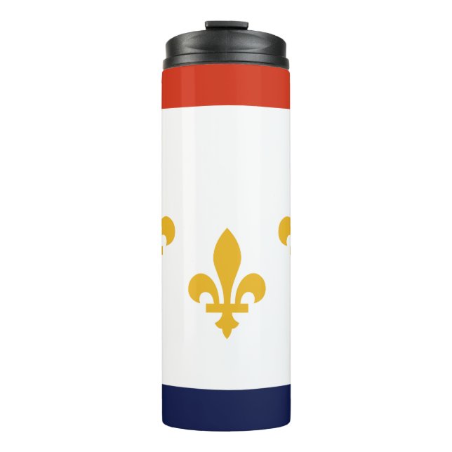 Garrafa Térmica Bandeira de Nova Orleans, Tumbler Térmico Louisian (Frente)