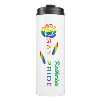 Garrafa Térmica Bandeira do Arco-íris Rosa Orgulho Gay Nome Person