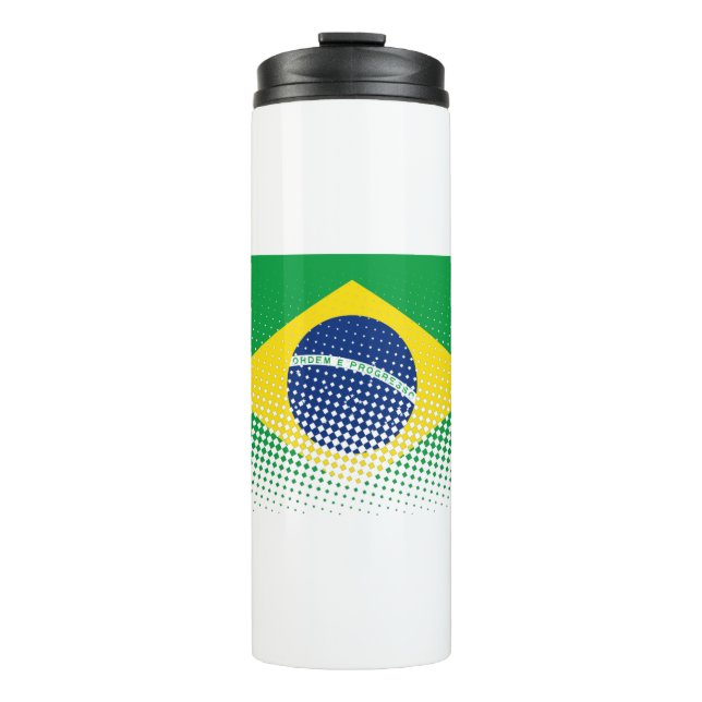 Garrafa Térmica Bandeira Do Brasil Com Efeito De Meia-Tonalidade (Frente)