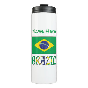 Garrafa Térmica Bandeira do Brasil Nome Personalizado