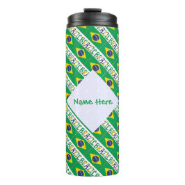 Garrafa Térmica Bandeira do Brasil Tiled Nome Personalizado