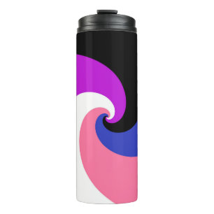 Garrafa Térmica Bandeira do Orgulho Genderfluid Abstrata Espiral B