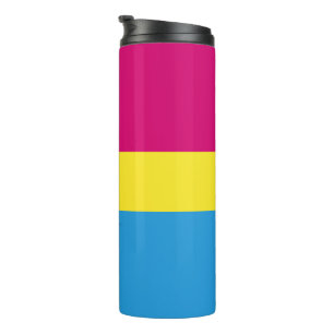 Garrafa Térmica bandeira do orgulho pansexual SlipperyJoe rosa âmb