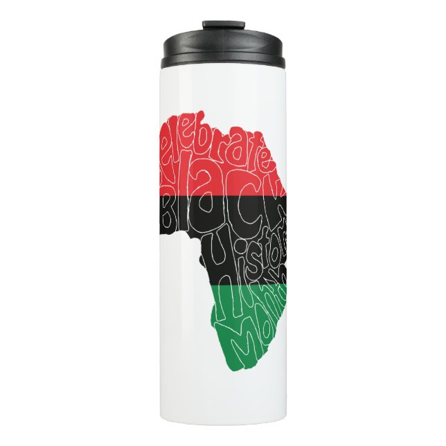 Garrafa Térmica Bandeira Pan-Africana Design de Arte Mês da Histór (Frente)