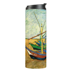 Garrafa Térmica Barcos de Pesca de Van Gogh na Praia em Saintes Ma