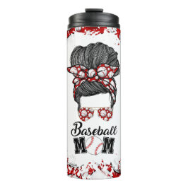 Garrafa Térmica Baseball Mãe Mensagem Bun Vermelho Viagem Tumbler