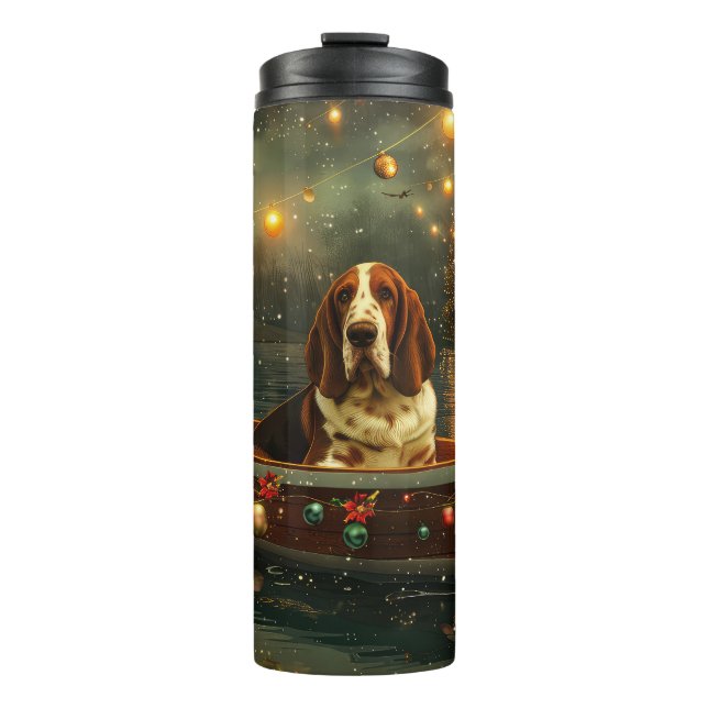 Garrafa Térmica Basset Hound Christmas Festive Voyage (Frente)