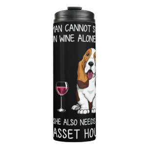 Garrafa Térmica Basset Hound e vinho Cão Engraçado
