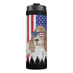 Garrafa Térmica Basset Hound Patriotic Dog USA Orgulho Americano B